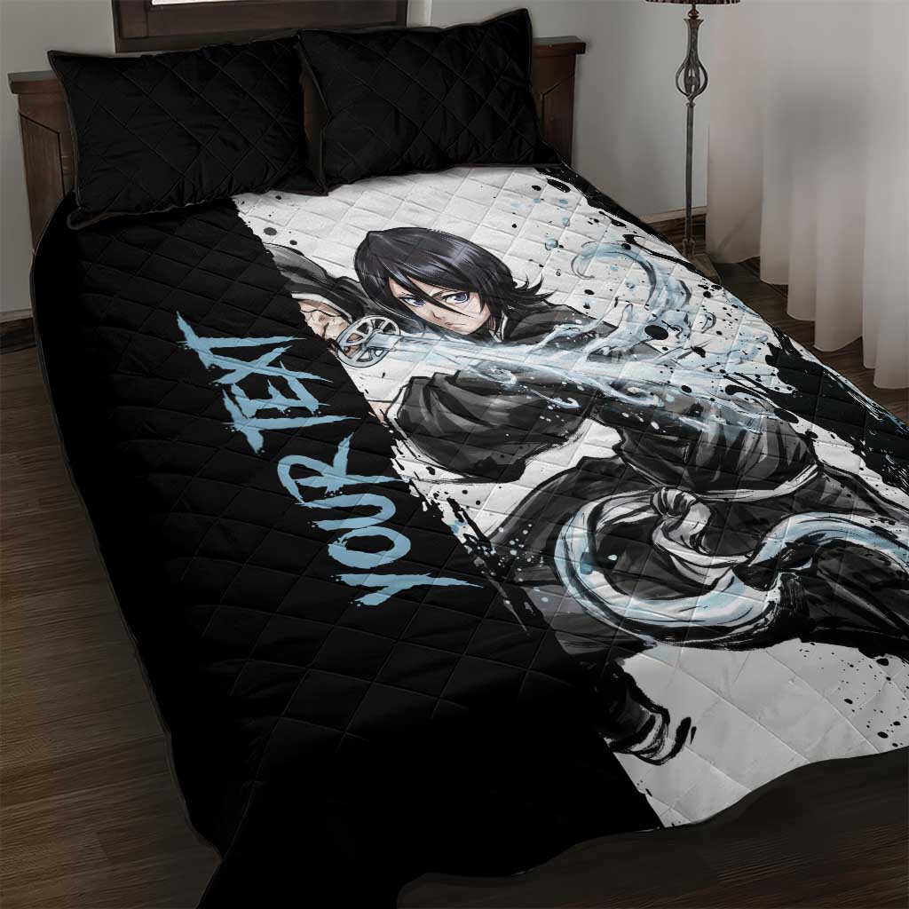 Personalized Rukia Kuchiki Quilt Bed Set Ink Splash Anime Brush Style
