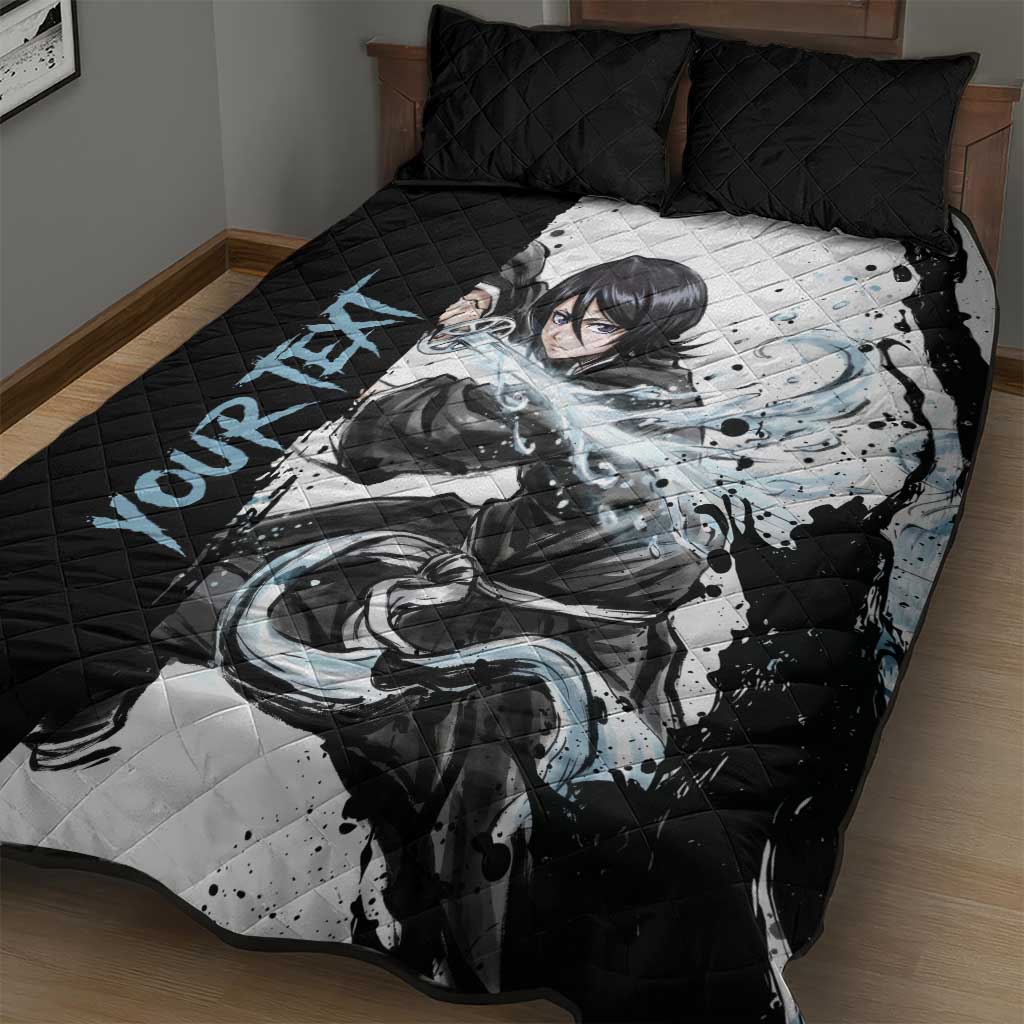 Personalized Rukia Kuchiki Quilt Bed Set Ink Splash Anime Brush Style
