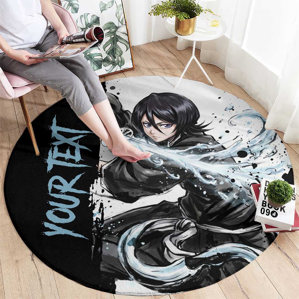 Personalized Rukia Kuchiki Round Carpet Ink Splash Anime Brush Style