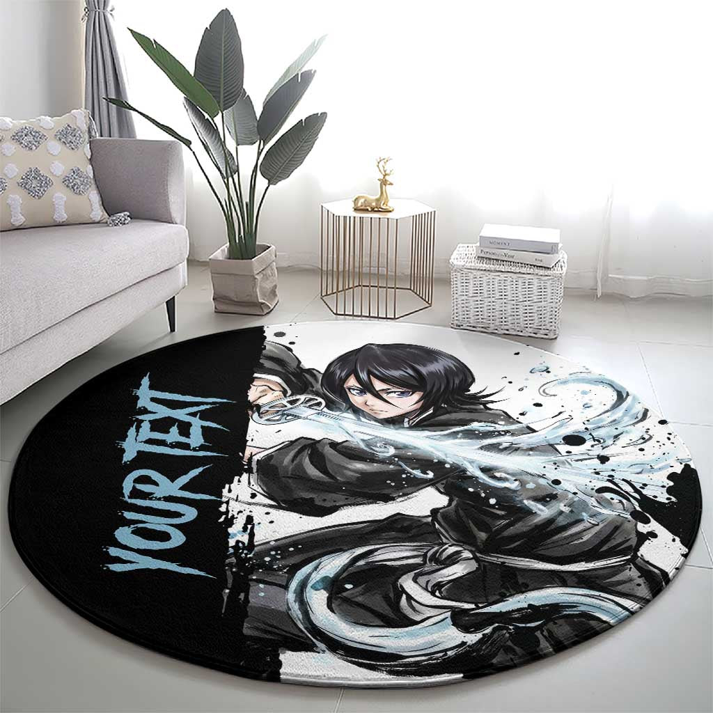 Personalized Rukia Kuchiki Round Carpet Ink Splash Anime Brush Style