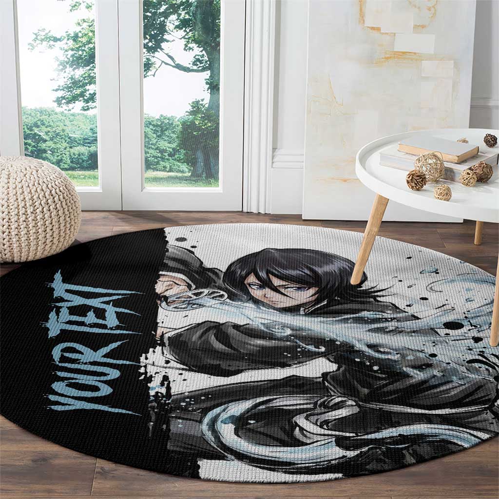 Personalized Rukia Kuchiki Round Carpet Ink Splash Anime Brush Style