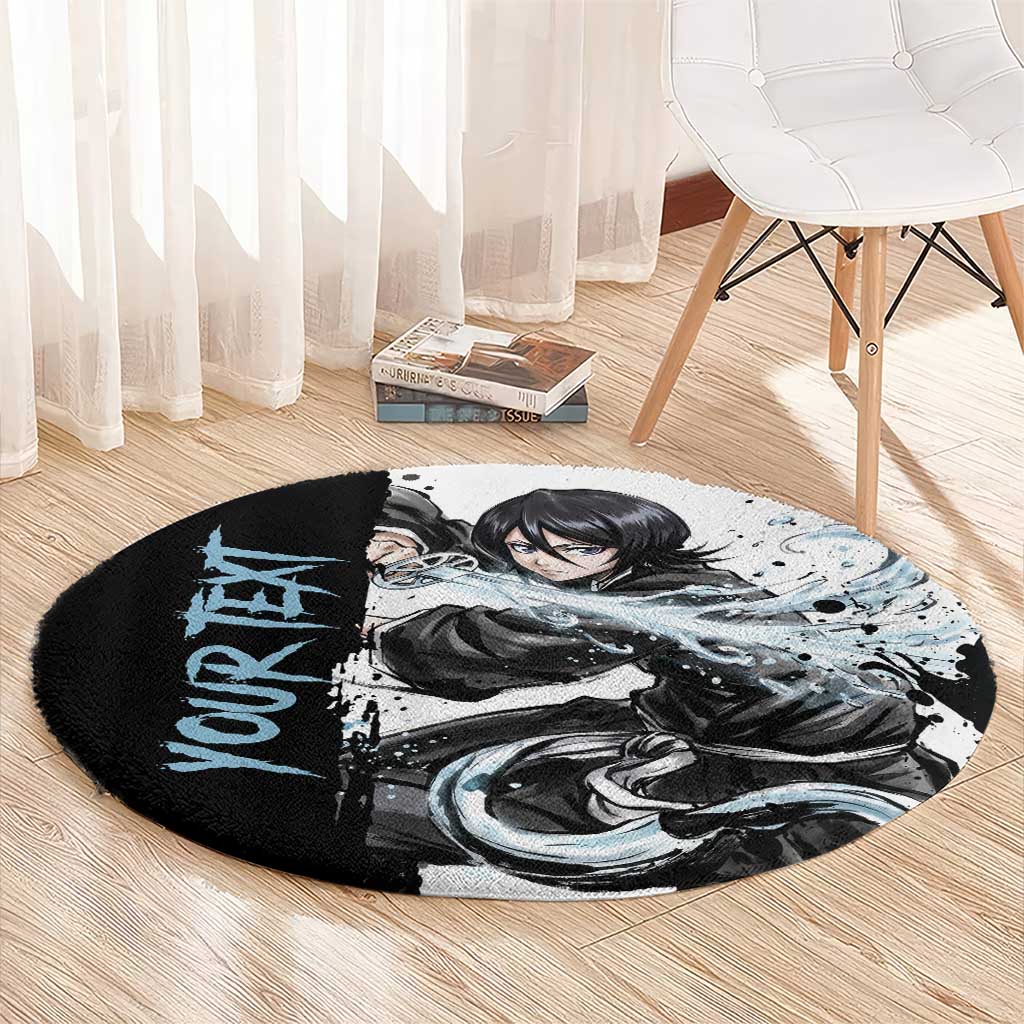 Personalized Rukia Kuchiki Round Carpet Ink Splash Anime Brush Style