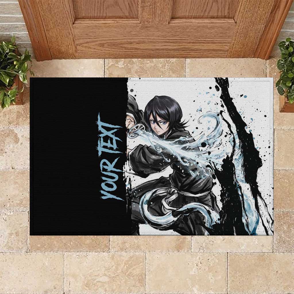 Personalized Rukia Kuchiki Rubber Doormat Ink Splash Anime Brush Style