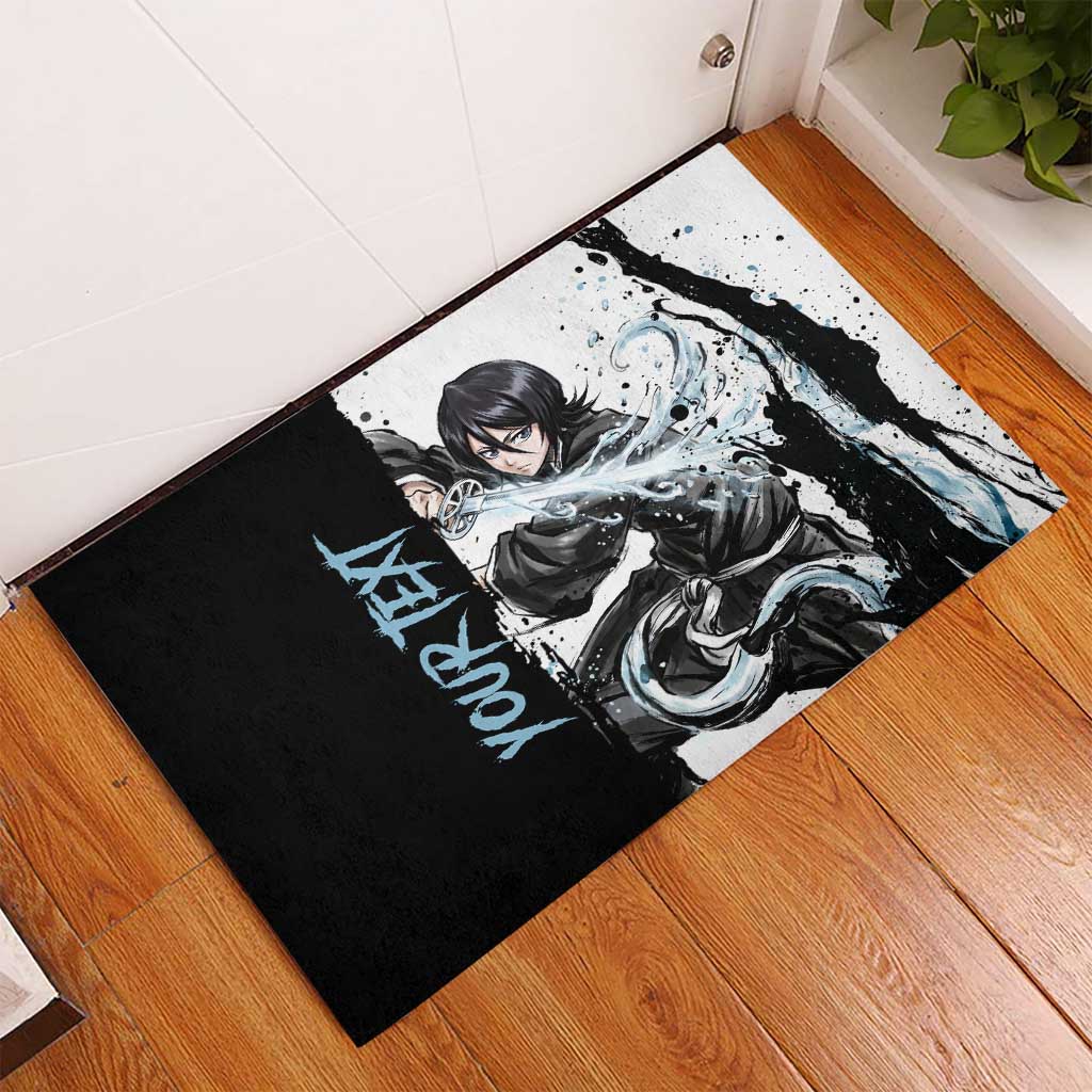 Personalized Rukia Kuchiki Rubber Doormat Ink Splash Anime Brush Style