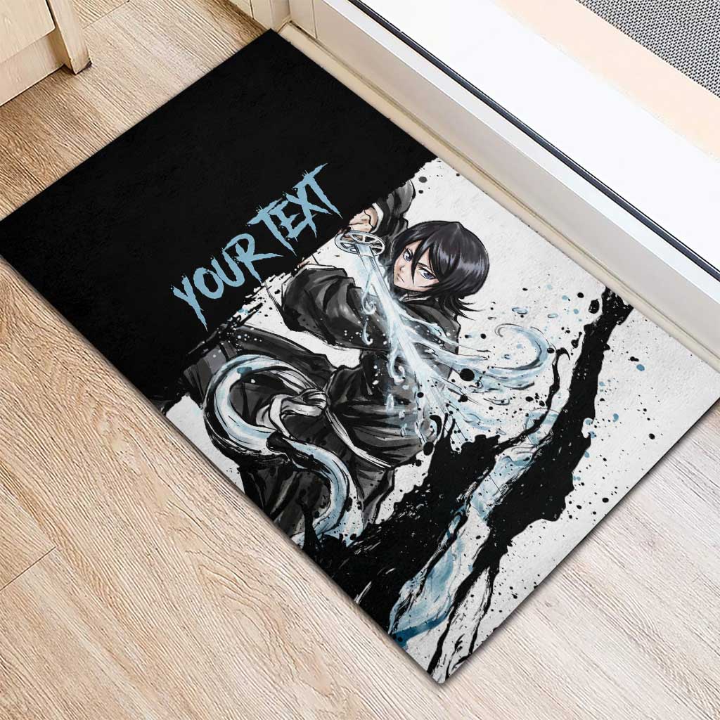 Personalized Rukia Kuchiki Rubber Doormat Ink Splash Anime Brush Style