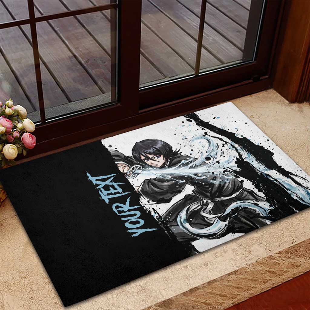 Personalized Rukia Kuchiki Rubber Doormat Ink Splash Anime Brush Style