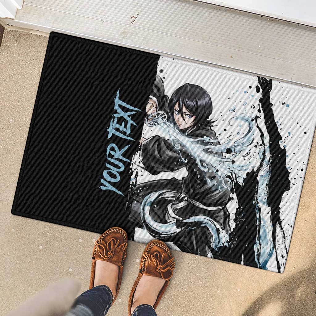 Personalized Rukia Kuchiki Rubber Doormat Ink Splash Anime Brush Style