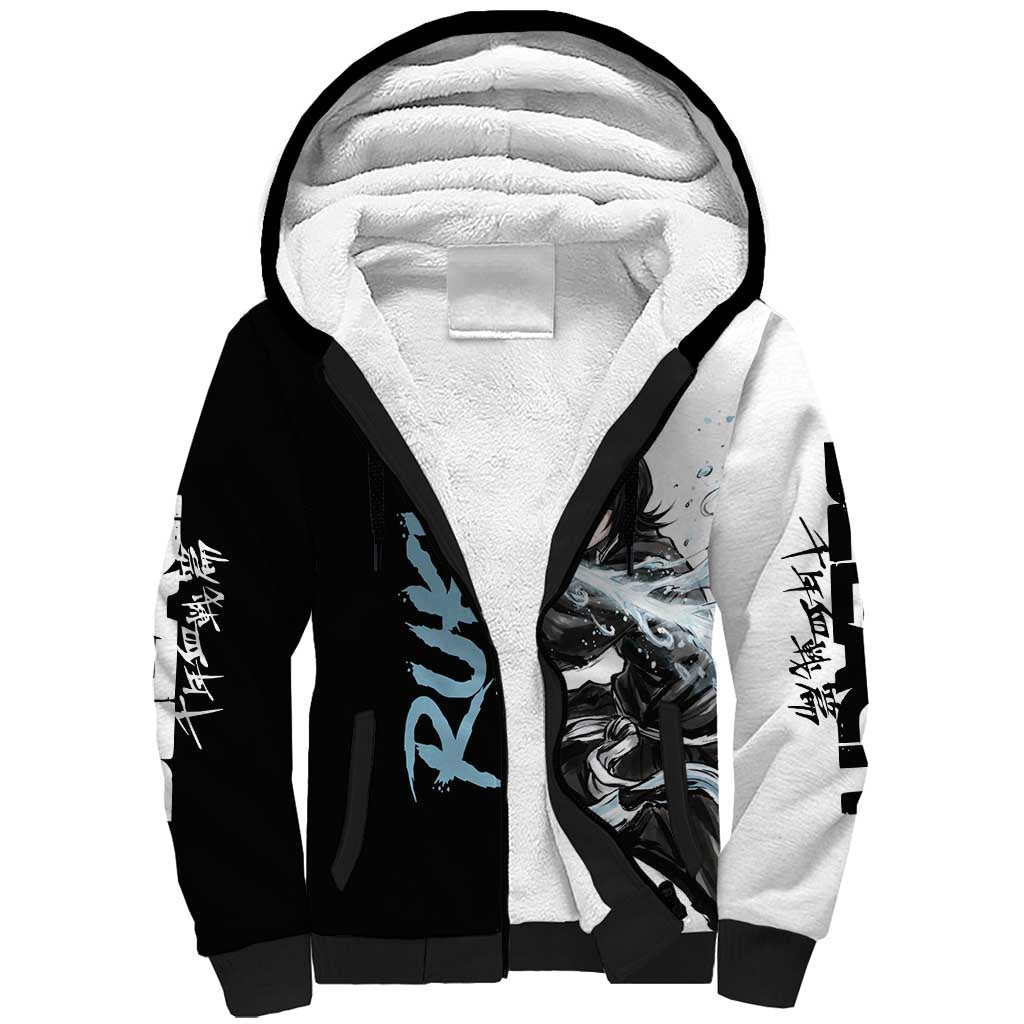 Personalized Rukia Kuchiki Sherpa Hoodie Ink Splash Anime Brush Style