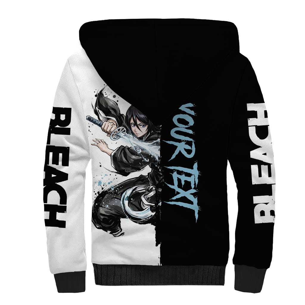 Personalized Rukia Kuchiki Sherpa Hoodie Ink Splash Anime Brush Style