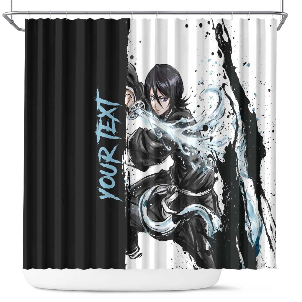 Personalized Rukia Kuchiki Shower Curtain Ink Splash Anime Brush Style