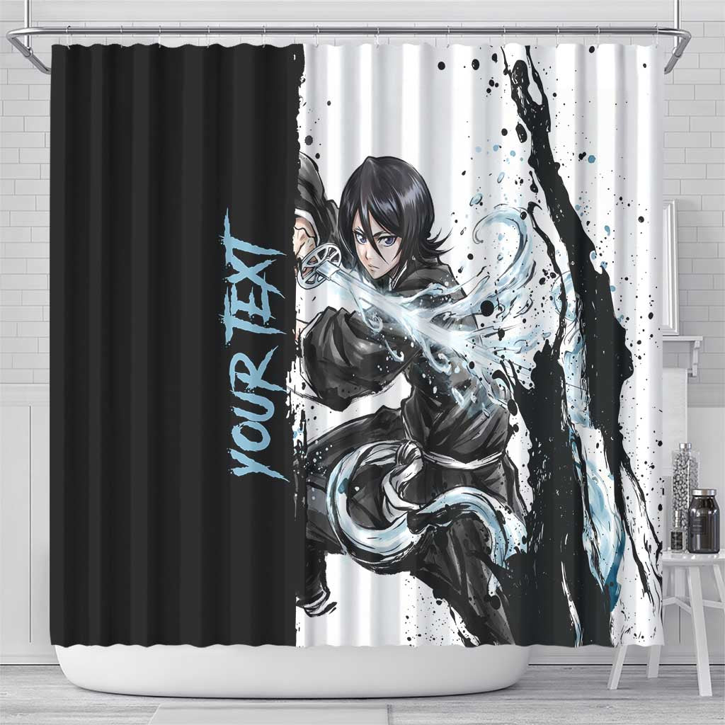 Personalized Rukia Kuchiki Shower Curtain Ink Splash Anime Brush Style