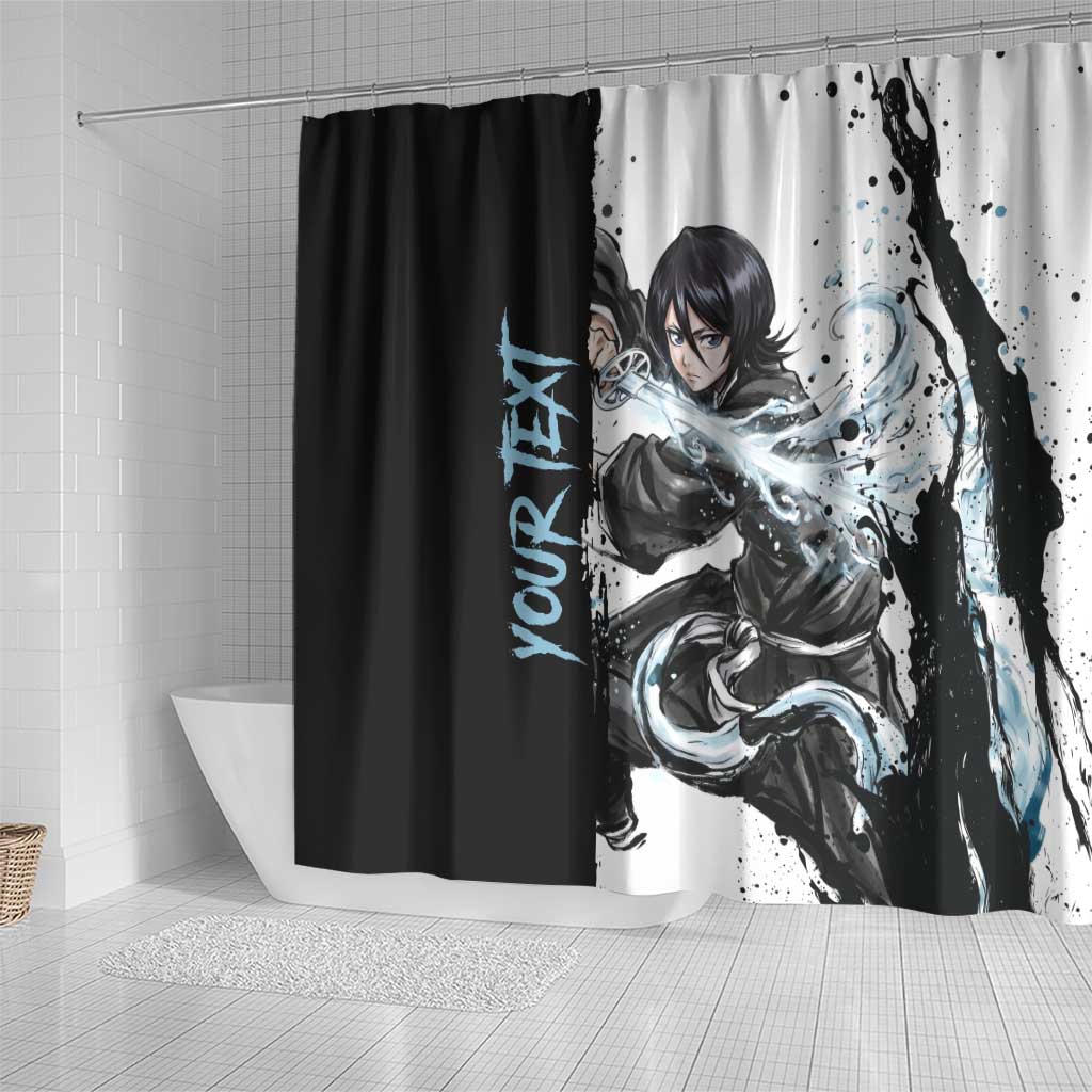 Personalized Rukia Kuchiki Shower Curtain Ink Splash Anime Brush Style