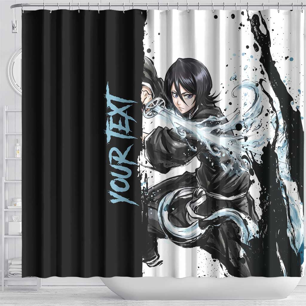 Personalized Rukia Kuchiki Shower Curtain Ink Splash Anime Brush Style