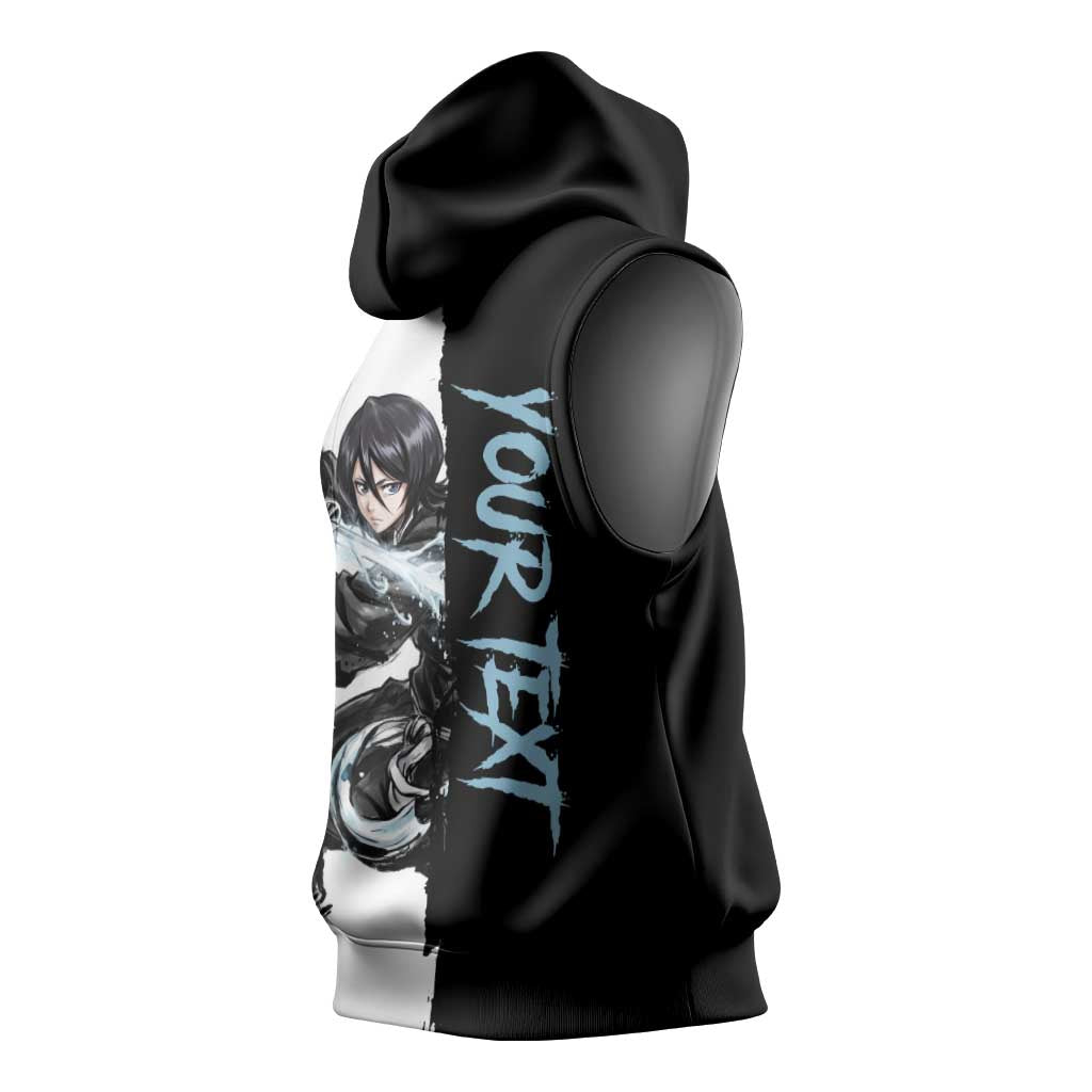 Personalized Rukia Kuchiki Sleeveless Hoodie Ink Splash Anime Brush Style