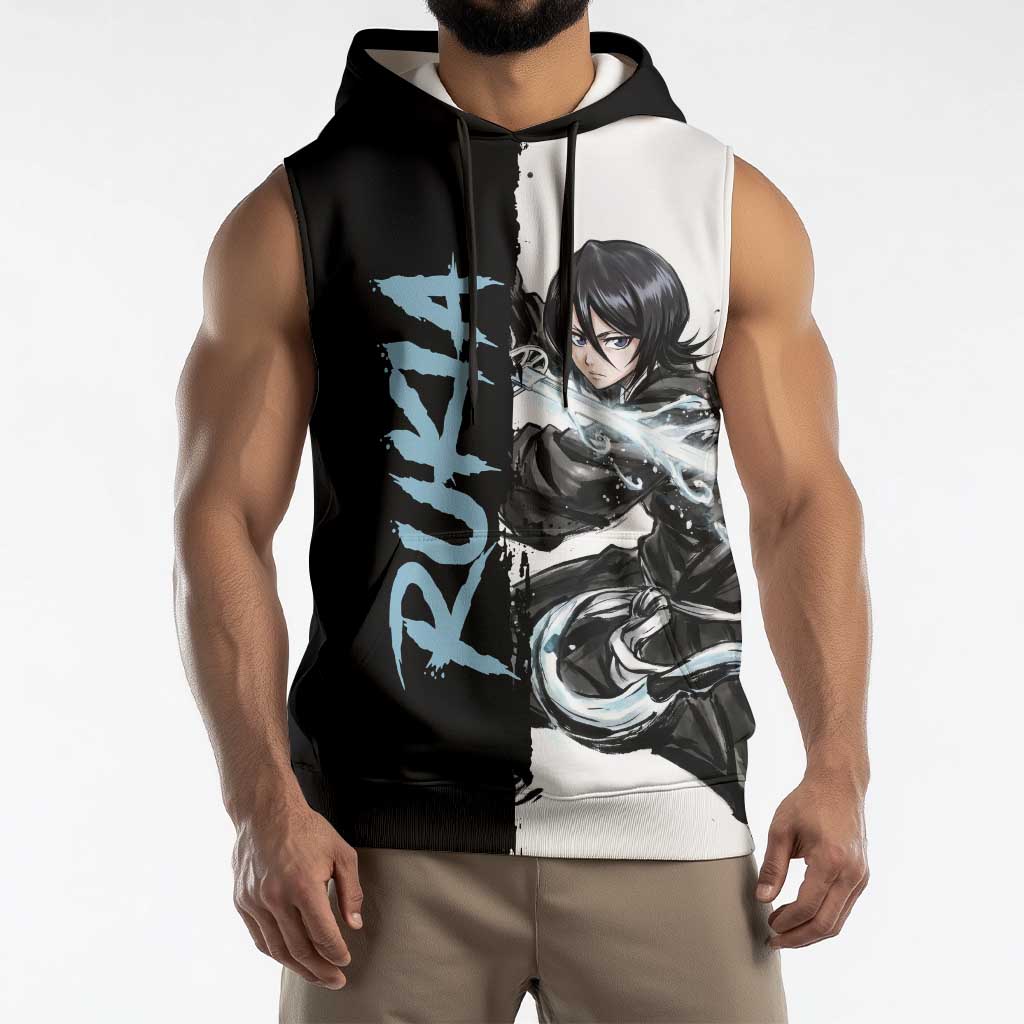 Personalized Rukia Kuchiki Sleeveless Hoodie Ink Splash Anime Brush Style