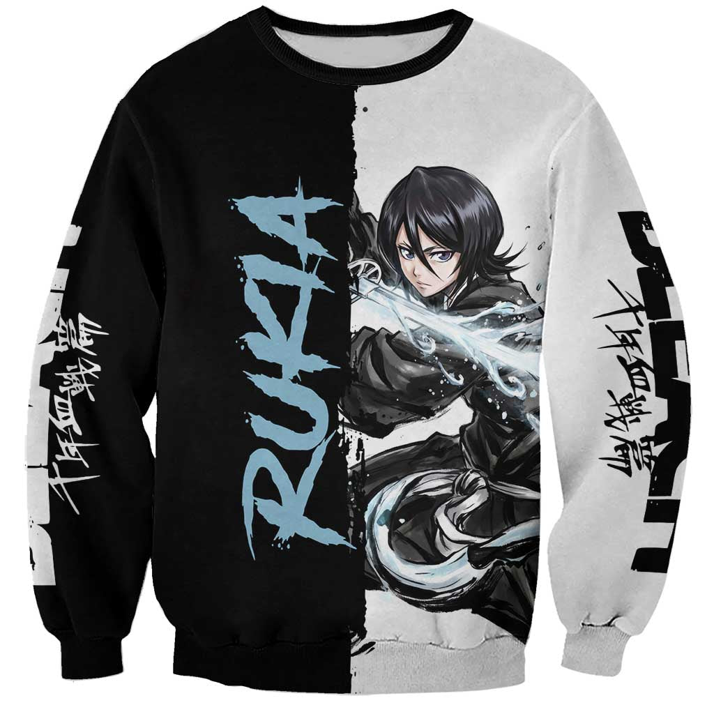 Personalized Rukia Kuchiki Sweatshirt Ink Splash Anime Brush Style