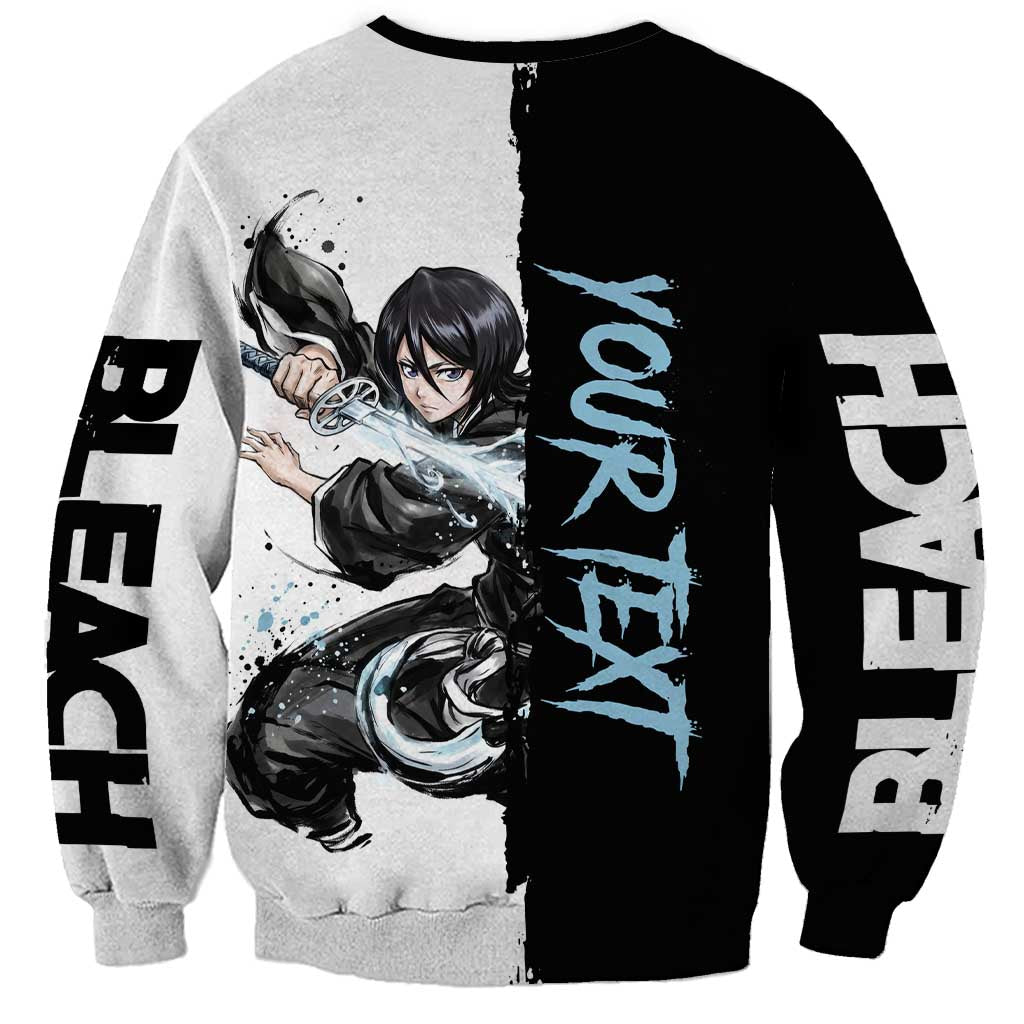 Personalized Rukia Kuchiki Sweatshirt Ink Splash Anime Brush Style