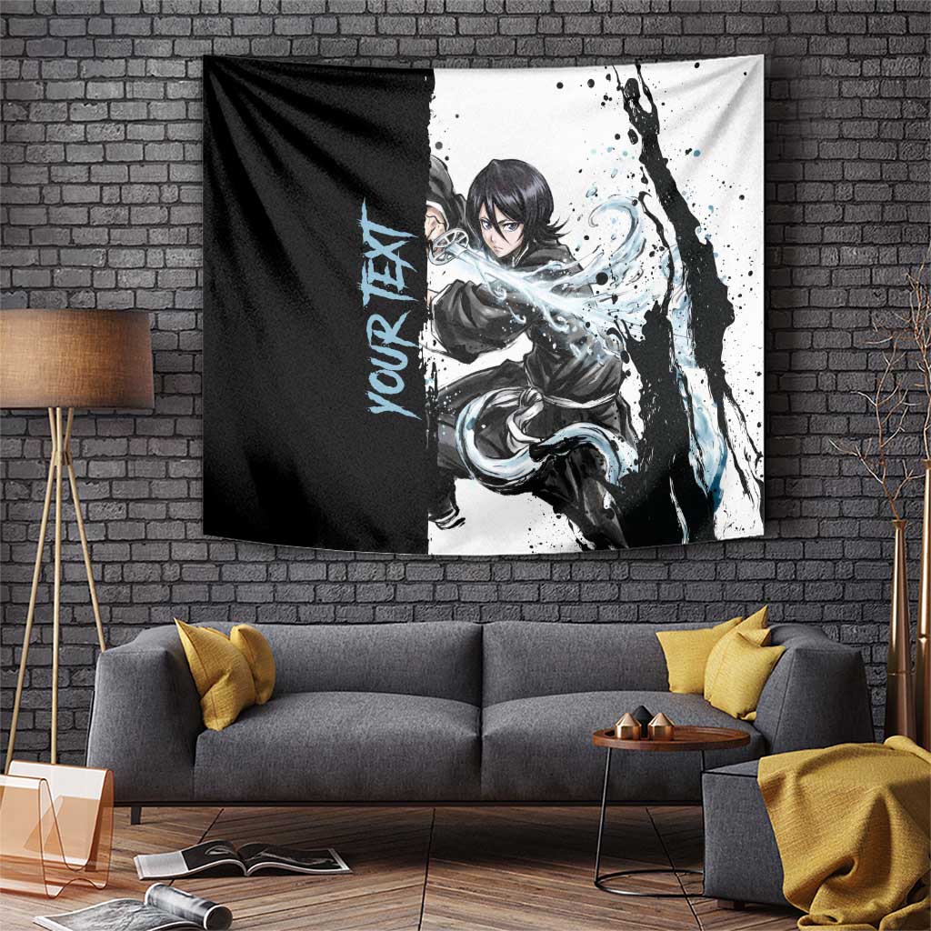 Personalized Rukia Kuchiki Tapestry Ink Splash Anime Brush Style