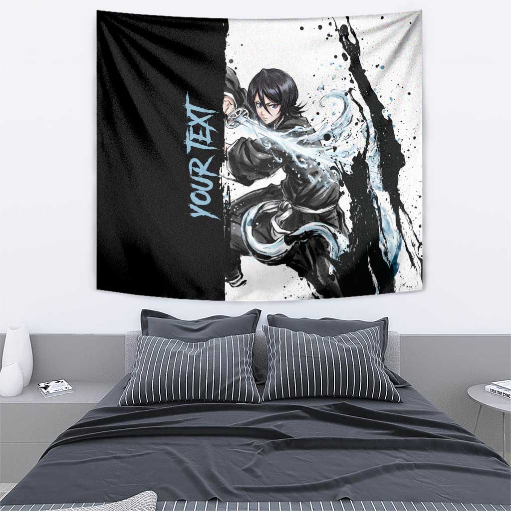 Personalized Rukia Kuchiki Tapestry Ink Splash Anime Brush Style