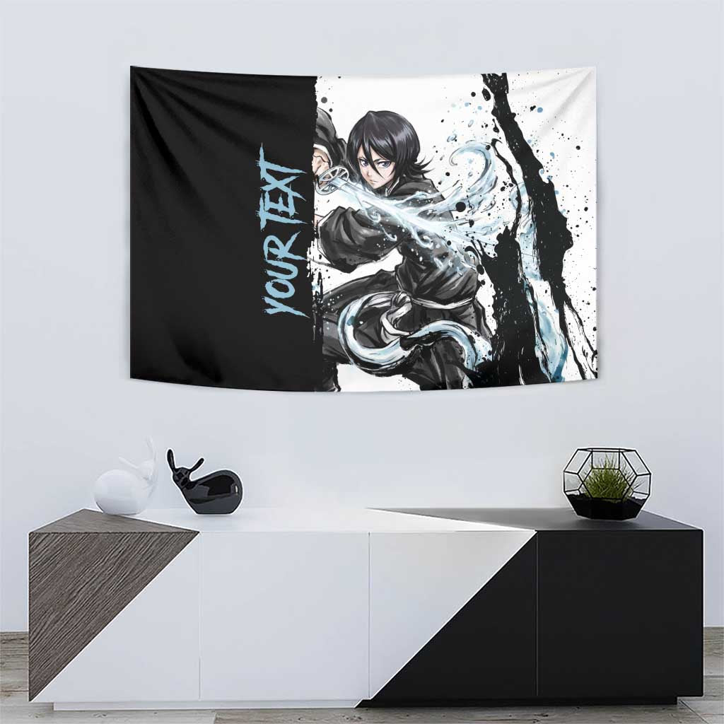 Personalized Rukia Kuchiki Tapestry Ink Splash Anime Brush Style