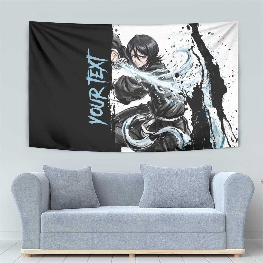 Personalized Rukia Kuchiki Tapestry Ink Splash Anime Brush Style
