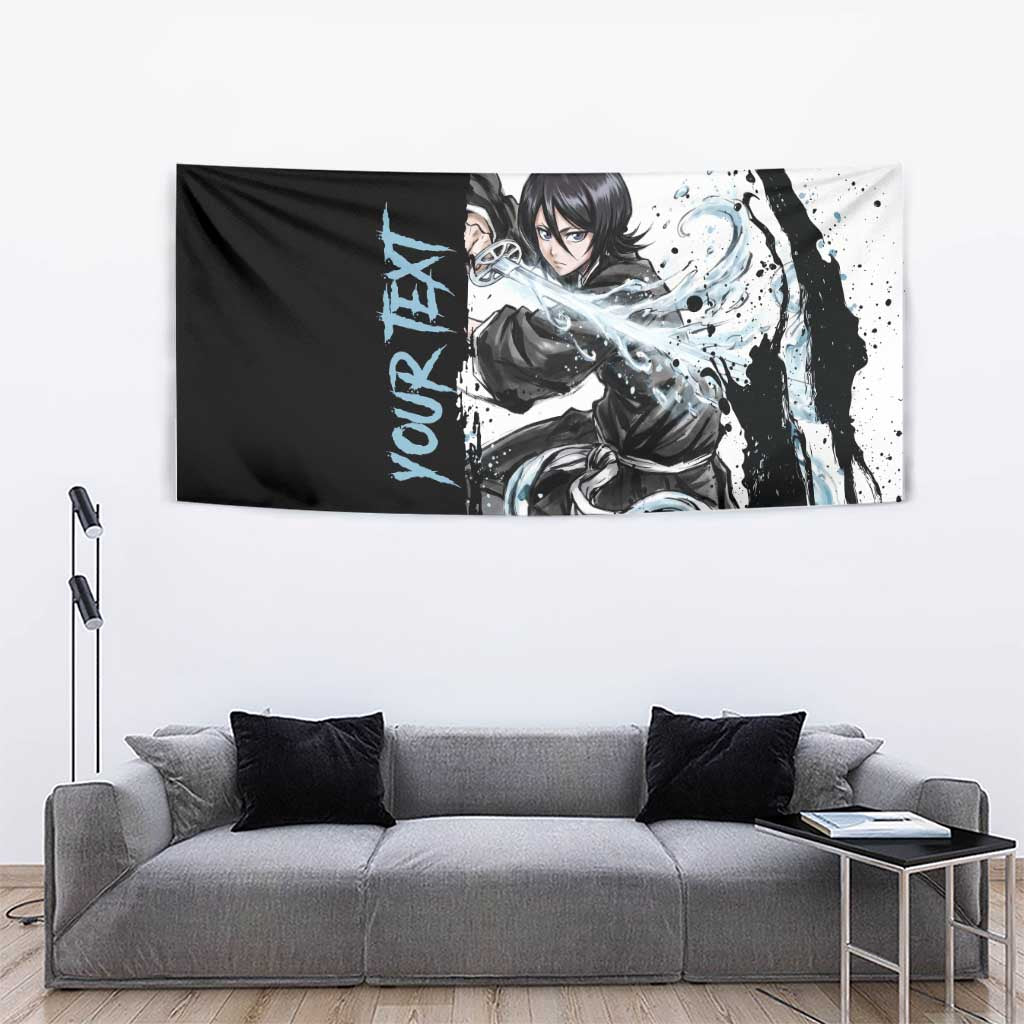 Personalized Rukia Kuchiki Tapestry Ink Splash Anime Brush Style