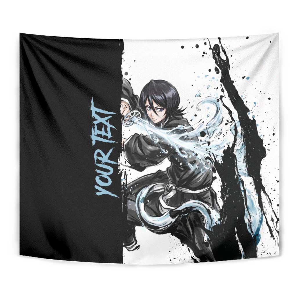 Personalized Rukia Kuchiki Tapestry Ink Splash Anime Brush Style