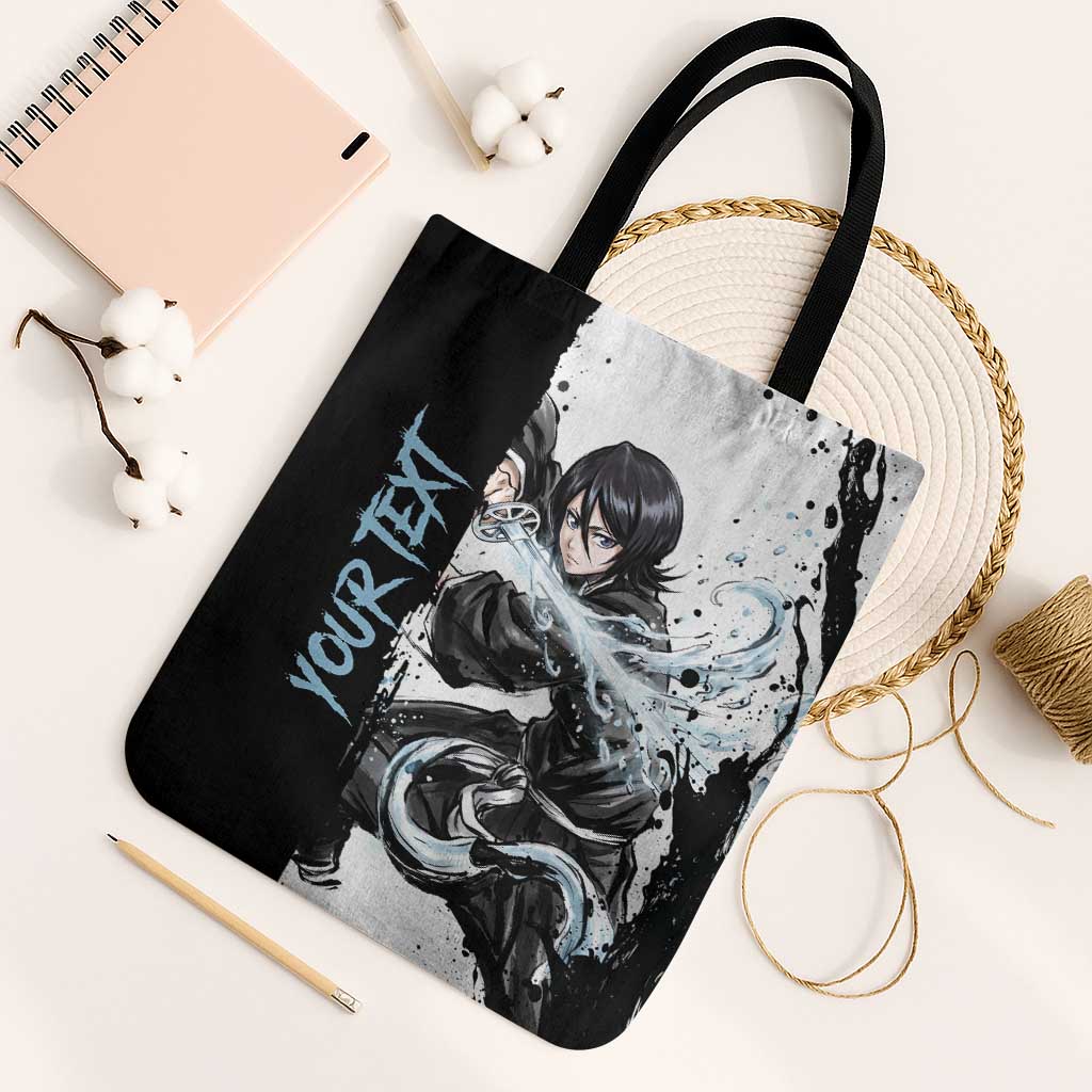 Personalized Rukia Kuchiki Tote Bag Ink Splash Anime Brush Style