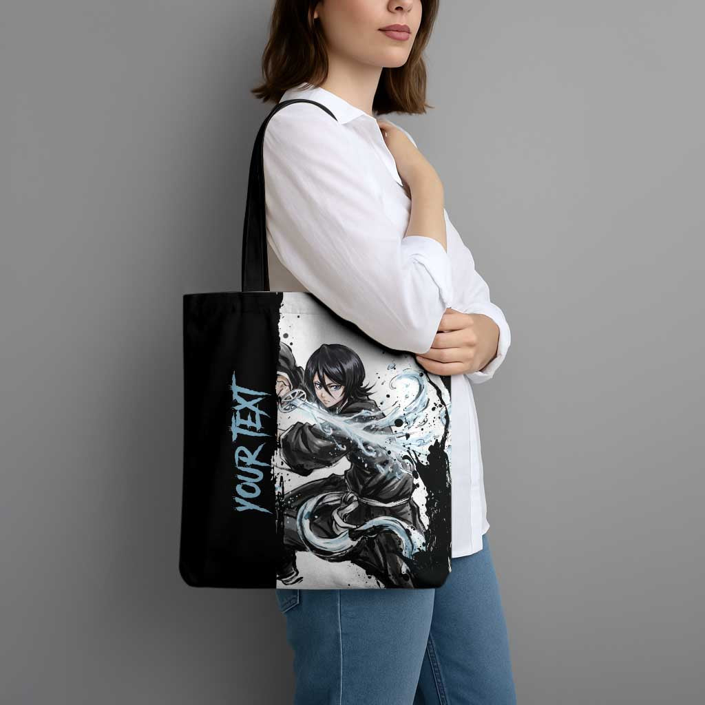 Personalized Rukia Kuchiki Tote Bag Ink Splash Anime Brush Style