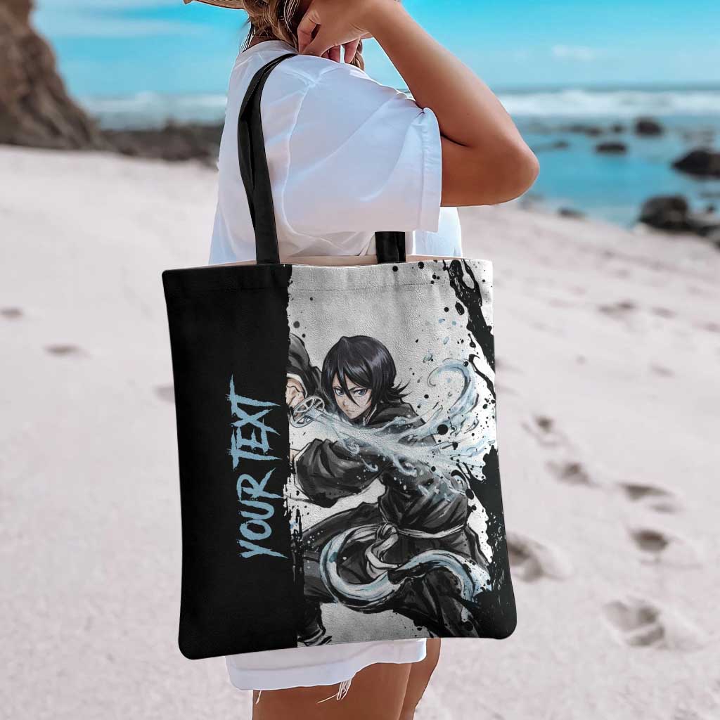 Personalized Rukia Kuchiki Tote Bag Ink Splash Anime Brush Style