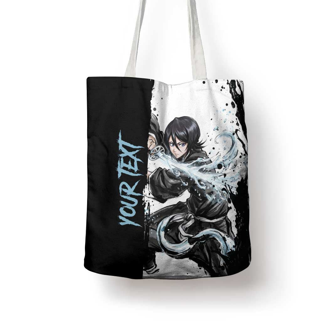 Personalized Rukia Kuchiki Tote Bag Ink Splash Anime Brush Style