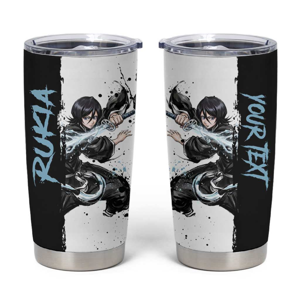 Personalized Rukia Kuchiki Tumbler Cup Ink Splash Anime Brush Style