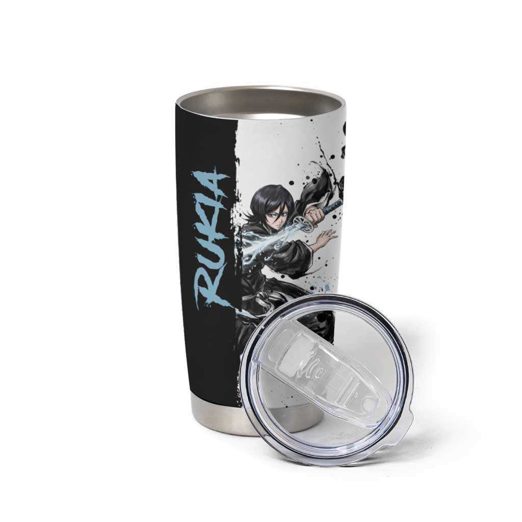 Personalized Rukia Kuchiki Tumbler Cup Ink Splash Anime Brush Style