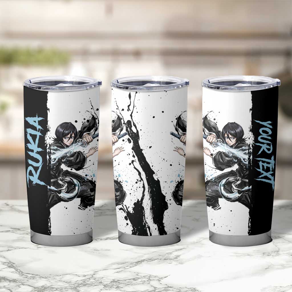 Personalized Rukia Kuchiki Tumbler Cup Ink Splash Anime Brush Style