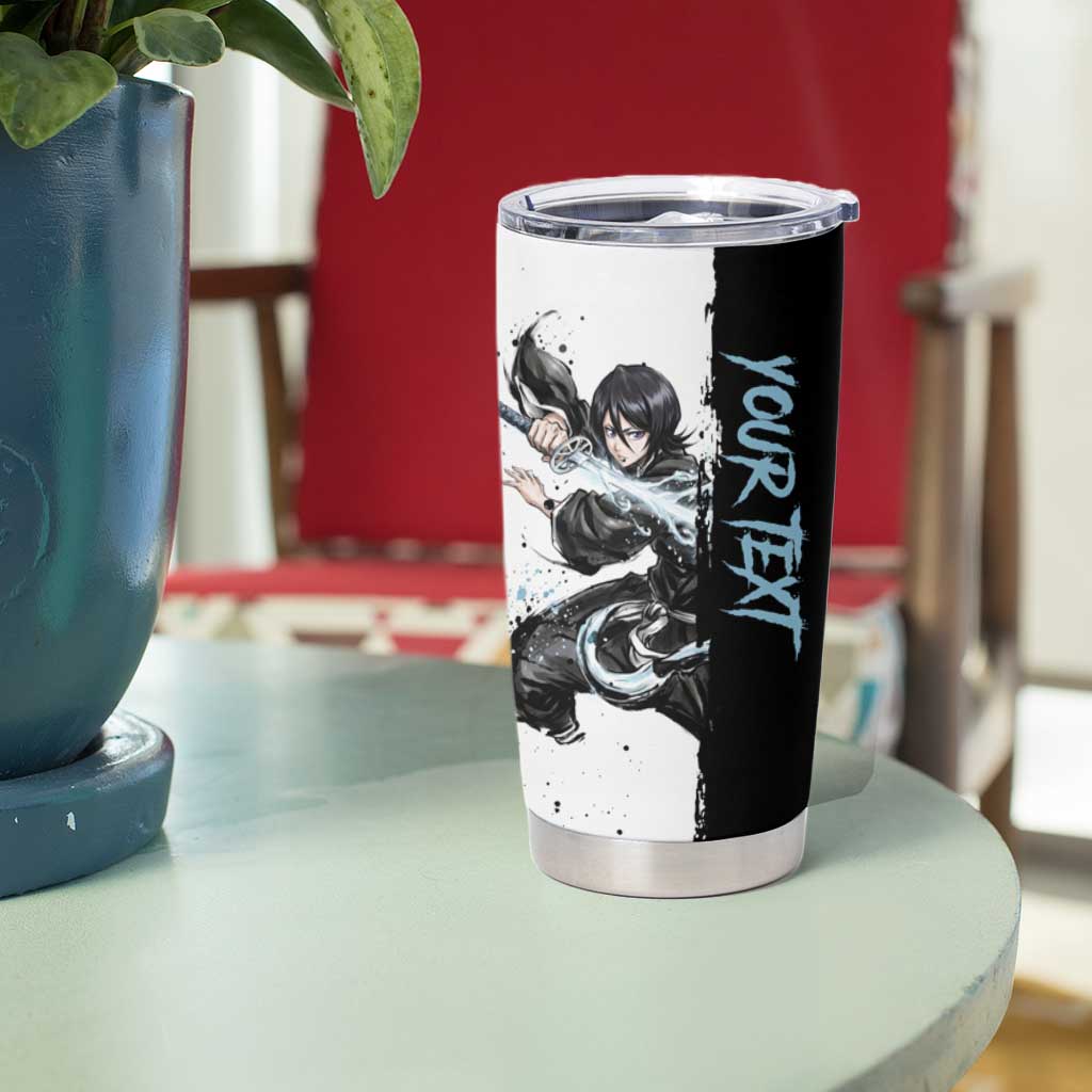 Personalized Rukia Kuchiki Tumbler Cup Ink Splash Anime Brush Style