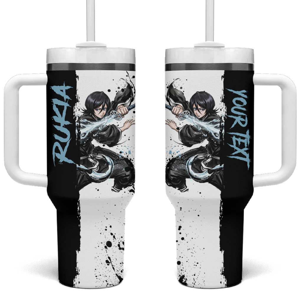 Personalized Rukia Kuchiki Tumbler With Handle Ink Splash Anime Brush Style