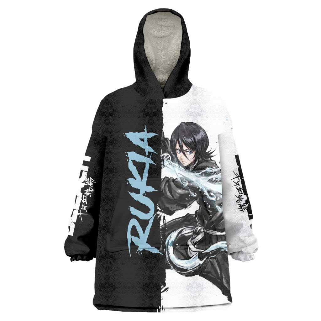 Personalized Rukia Kuchiki Wearable Blanket Hoodie Ink Splash Anime Brush Style