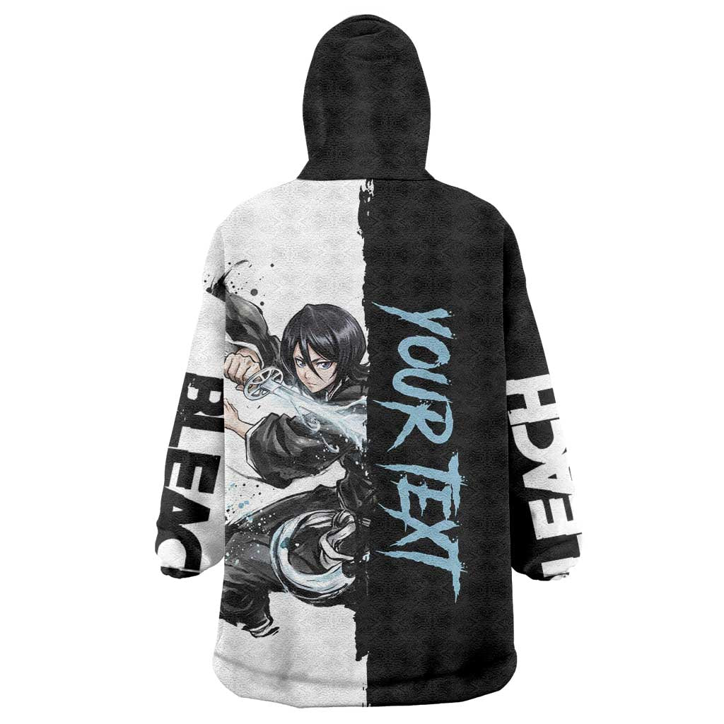 Personalized Rukia Kuchiki Wearable Blanket Hoodie Ink Splash Anime Brush Style