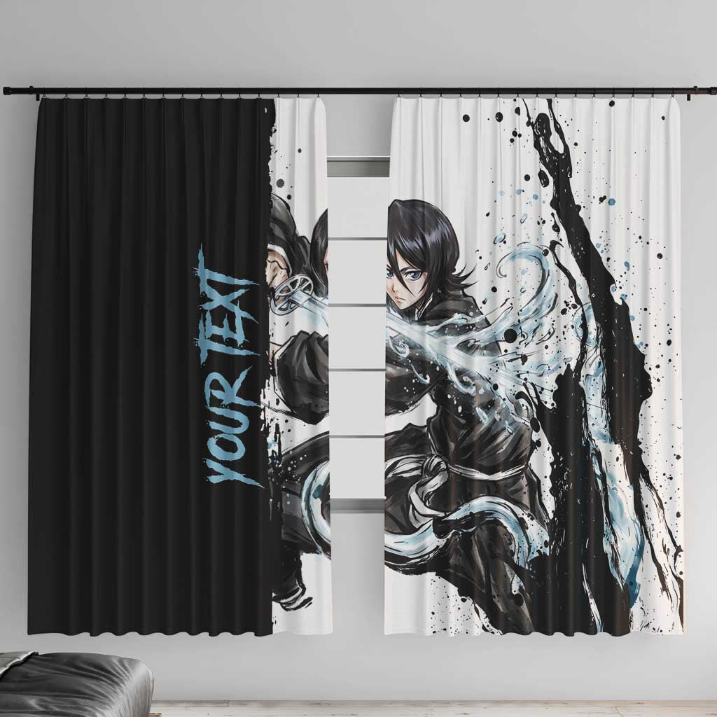 Personalized Rukia Kuchiki Window Curtain Ink Splash Anime Brush Style