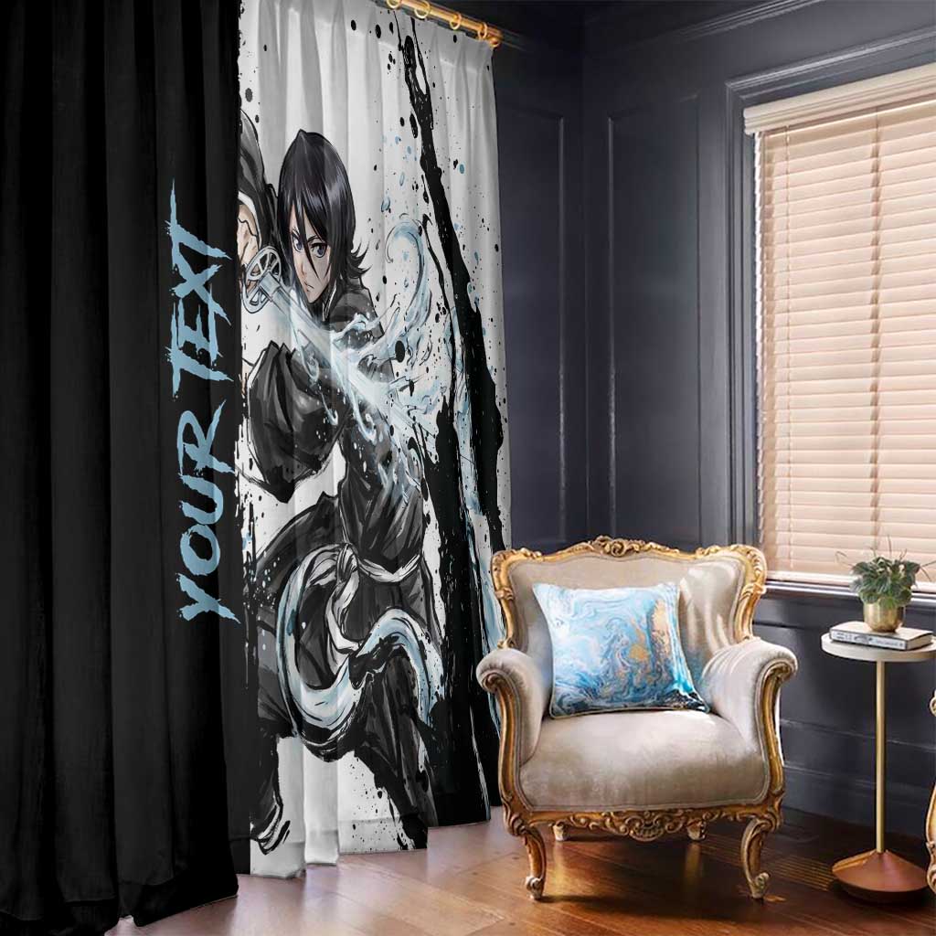 Personalized Rukia Kuchiki Window Curtain Ink Splash Anime Brush Style