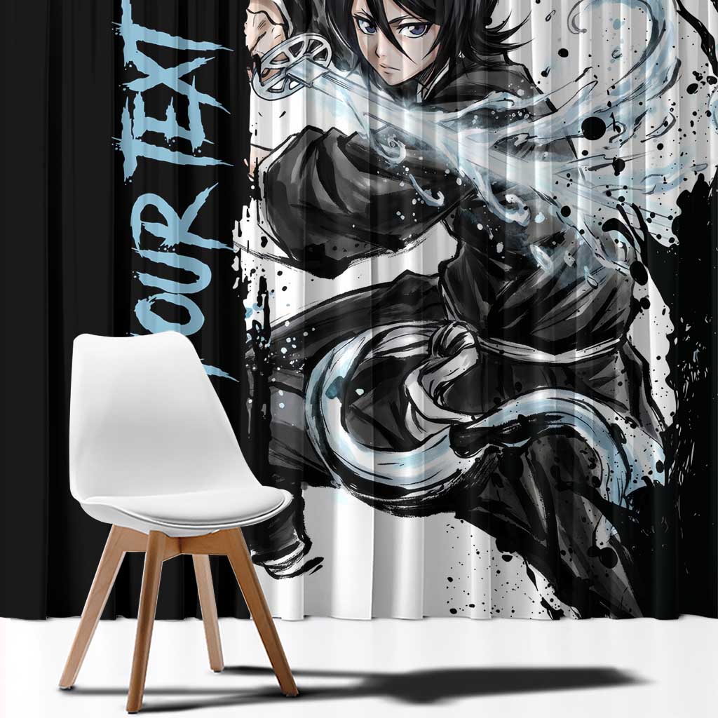 Personalized Rukia Kuchiki Window Curtain Ink Splash Anime Brush Style