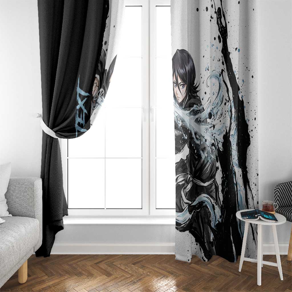 Personalized Rukia Kuchiki Window Curtain Ink Splash Anime Brush Style
