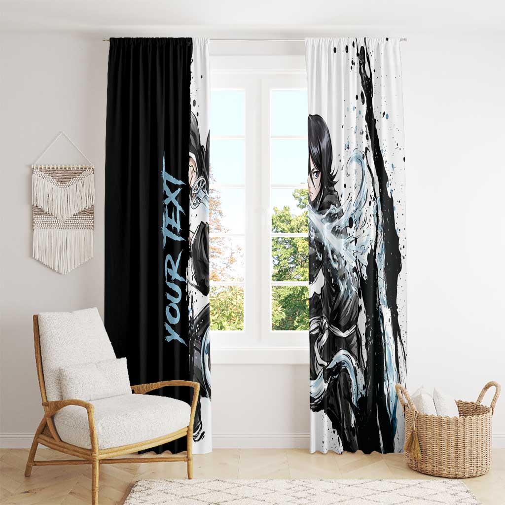 Personalized Rukia Kuchiki Window Curtain Ink Splash Anime Brush Style