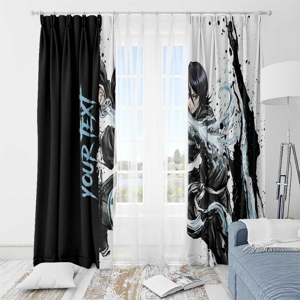 Personalized Rukia Kuchiki Window Curtain Ink Splash Anime Brush Style