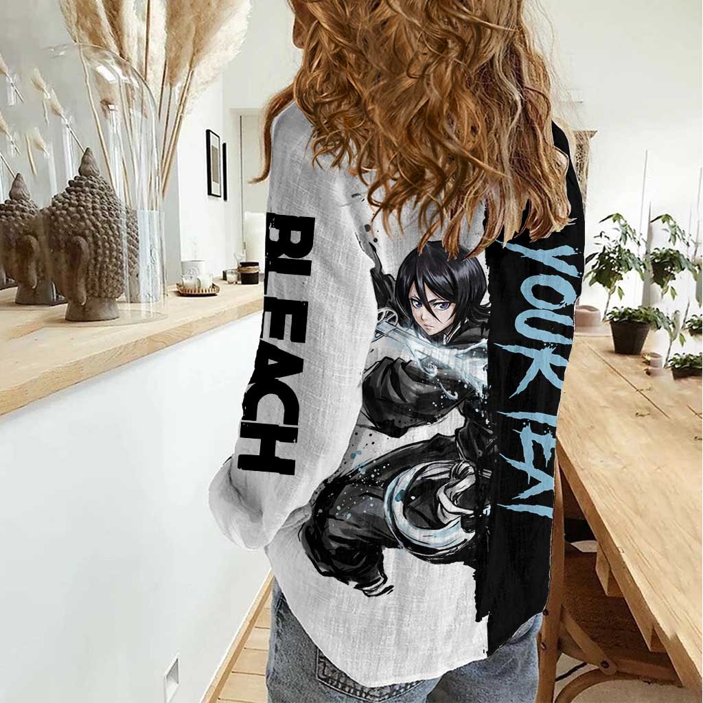Personalized Rukia Kuchiki Women Casual Shirt Ink Splash Anime Brush Style