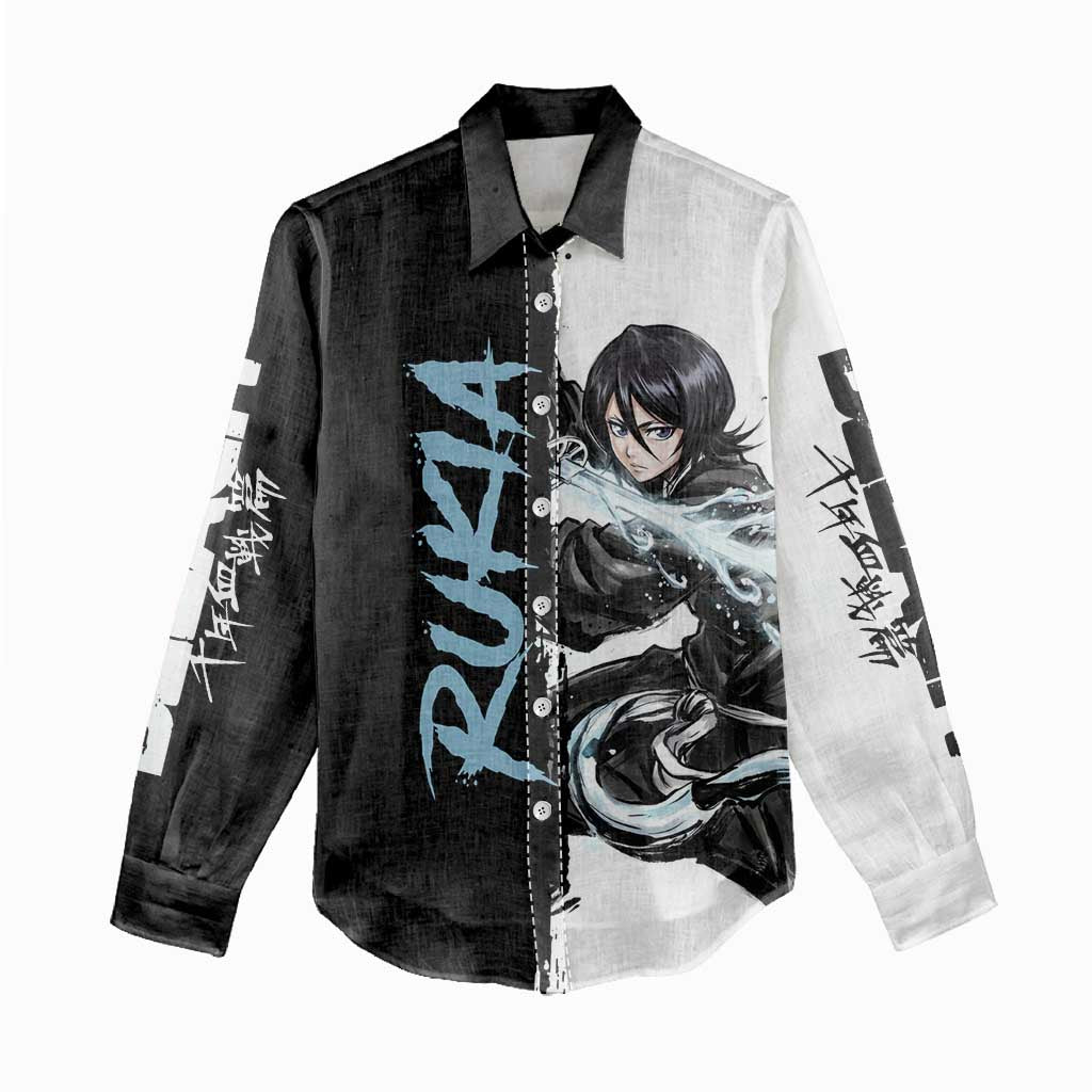 Personalized Rukia Kuchiki Women Casual Shirt Ink Splash Anime Brush Style