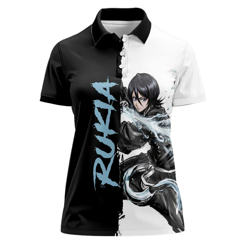 Personalized Rukia Kuchiki Women Polo Shirt Ink Splash Anime Brush Style