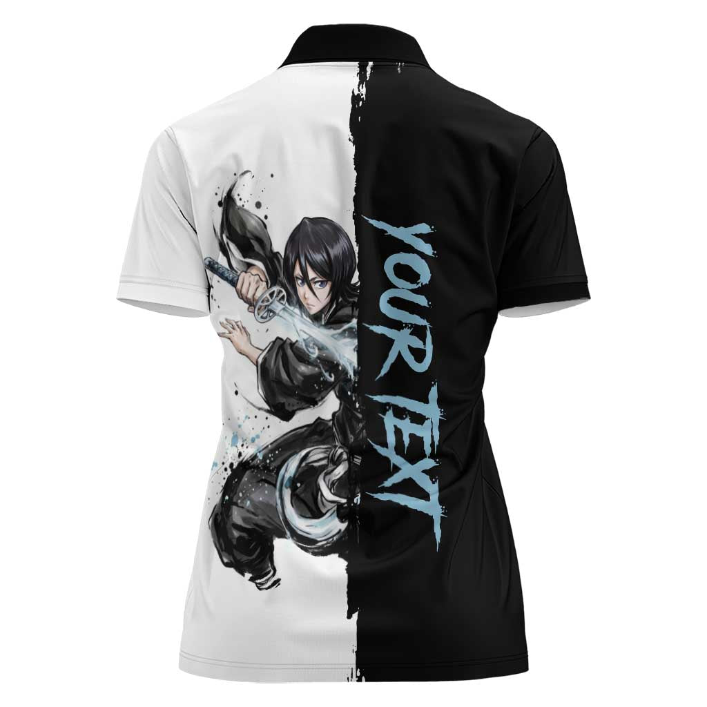 Personalized Rukia Kuchiki Women Polo Shirt Ink Splash Anime Brush Style