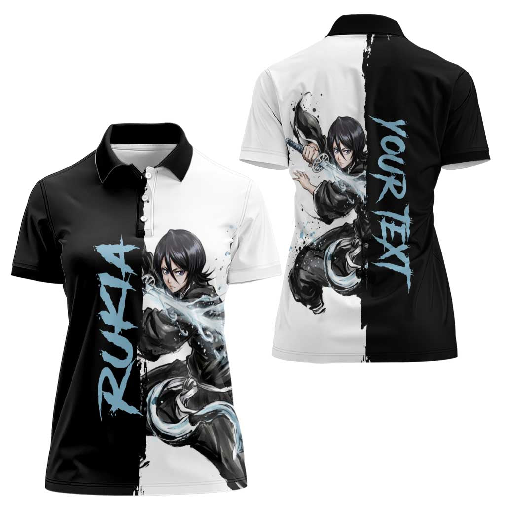 Personalized Rukia Kuchiki Women Polo Shirt Ink Splash Anime Brush Style