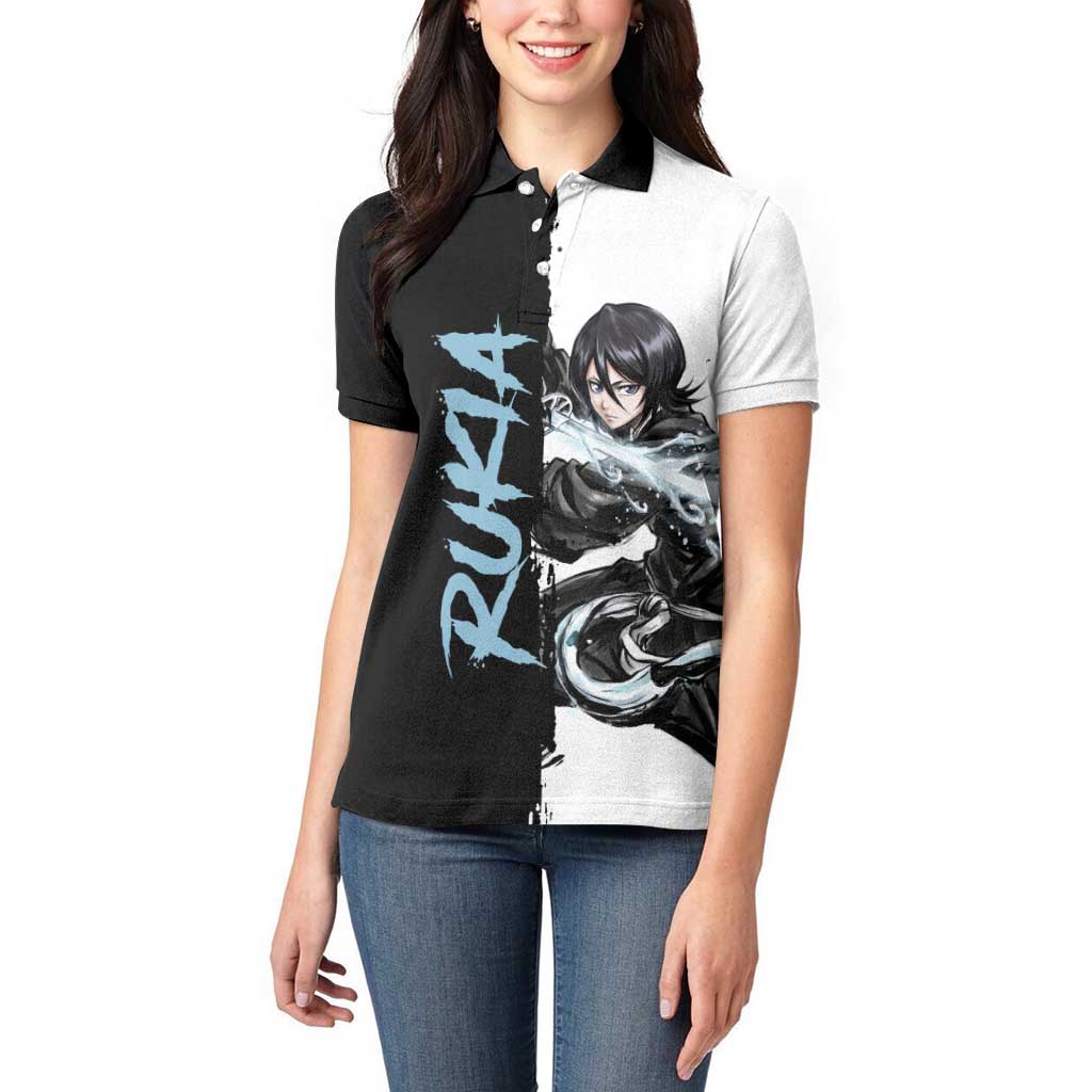 Personalized Rukia Kuchiki Women Polo Shirt Ink Splash Anime Brush Style